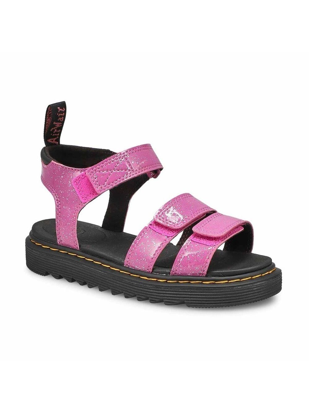 Size 13 Kids Dr. Martens Girls Pink and Black Sandals Bold Comfort